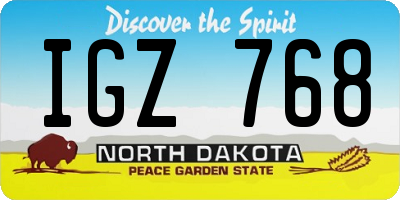 ND license plate IGZ768