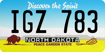 ND license plate IGZ783