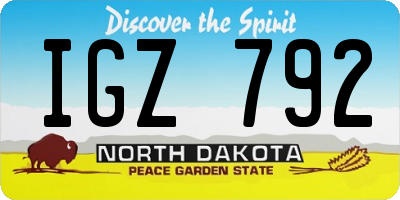 ND license plate IGZ792