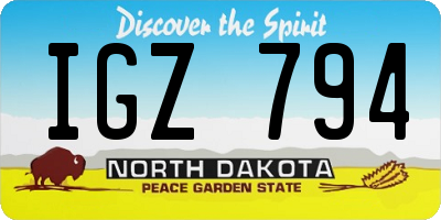 ND license plate IGZ794