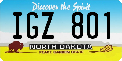 ND license plate IGZ801