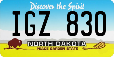 ND license plate IGZ830