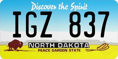 ND license plate IGZ837