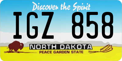 ND license plate IGZ858