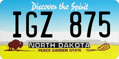 ND license plate IGZ875