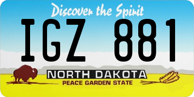 ND license plate IGZ881