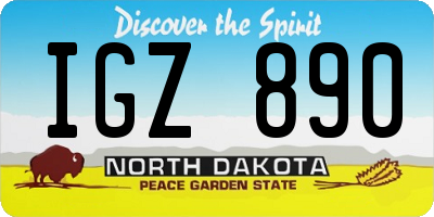 ND license plate IGZ890