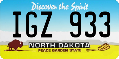 ND license plate IGZ933
