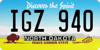 ND license plate IGZ940