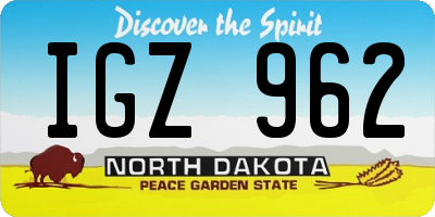 ND license plate IGZ962