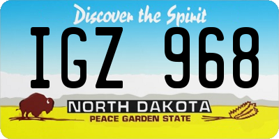 ND license plate IGZ968