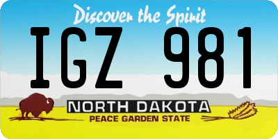 ND license plate IGZ981