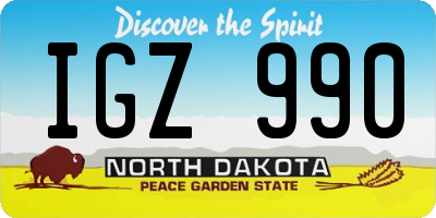 ND license plate IGZ990