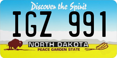 ND license plate IGZ991