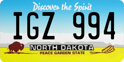 ND license plate IGZ994