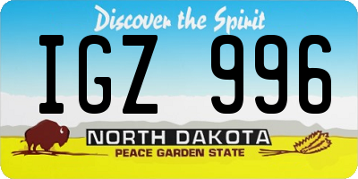 ND license plate IGZ996