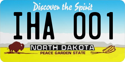 ND license plate IHA001