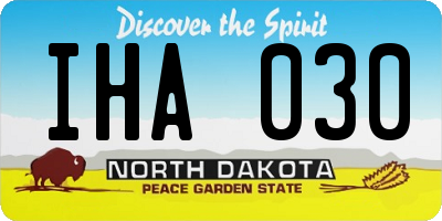 ND license plate IHA030