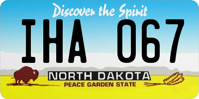 ND license plate IHA067
