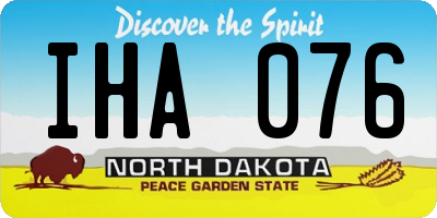 ND license plate IHA076