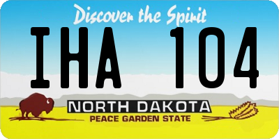 ND license plate IHA104