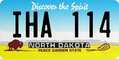 ND license plate IHA114
