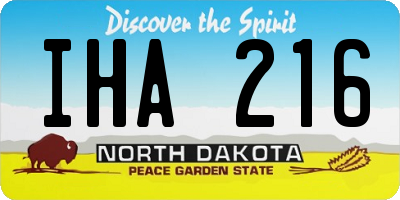 ND license plate IHA216