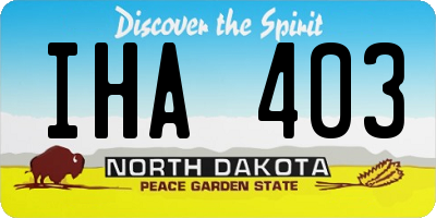 ND license plate IHA403
