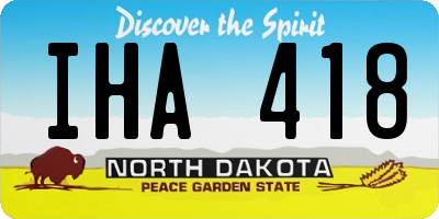 ND license plate IHA418