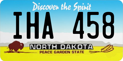 ND license plate IHA458