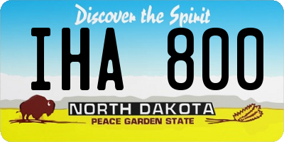 ND license plate IHA800
