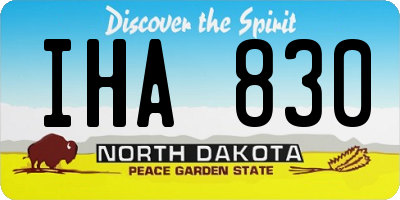 ND license plate IHA830