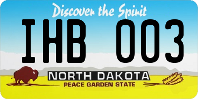 ND license plate IHB003