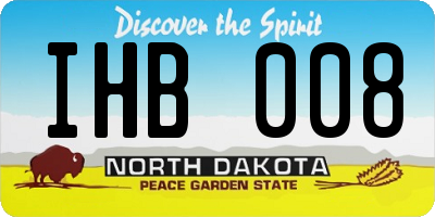 ND license plate IHB008