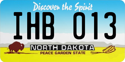 ND license plate IHB013