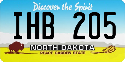 ND license plate IHB205