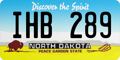 ND license plate IHB289