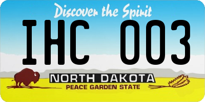 ND license plate IHC003