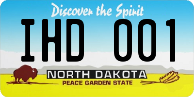ND license plate IHD001