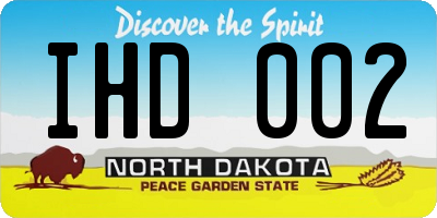 ND license plate IHD002