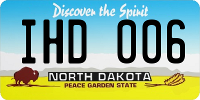 ND license plate IHD006