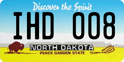 ND license plate IHD008