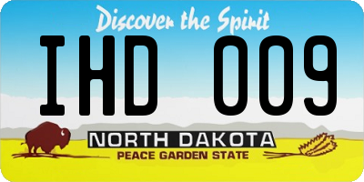 ND license plate IHD009
