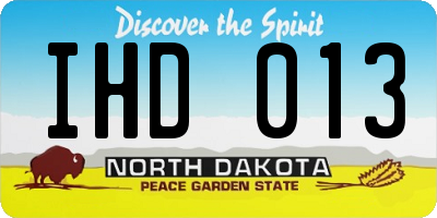 ND license plate IHD013