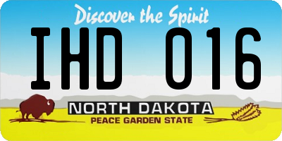 ND license plate IHD016