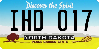 ND license plate IHD017