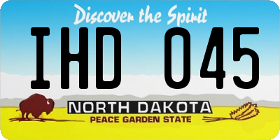 ND license plate IHD045