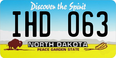 ND license plate IHD063