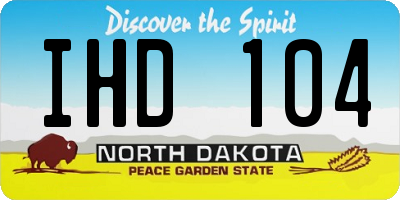 ND license plate IHD104