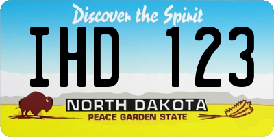 ND license plate IHD123